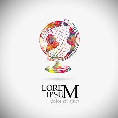 Renkli dünya haritalı kürenin çizimi