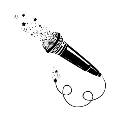 Mikrofon vektör simgesi. Beyaz fon mikrofonunda karikatür vektör simgesi izole edildi. Vektör illüstrasyonu
