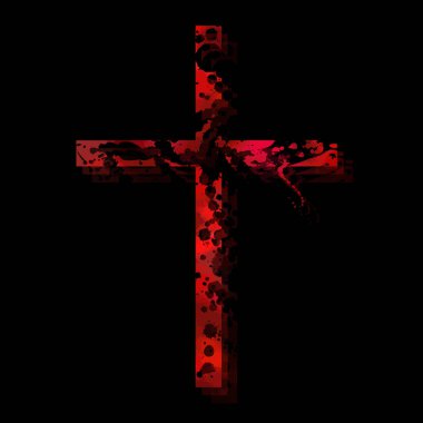 Kahrolası haç. Haç boya damlalarından yapılmış. Vektör illüstrasyonu