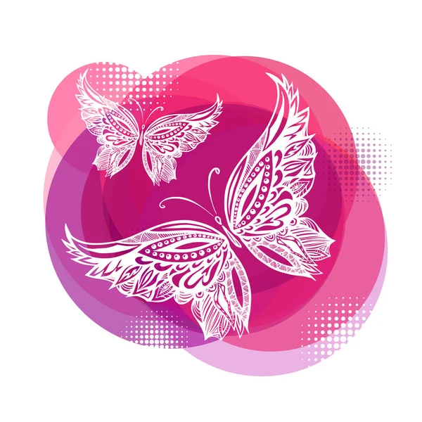 Símbolo logotipo borboletas roxas. Ilustração vetorial — Vetor de Stock