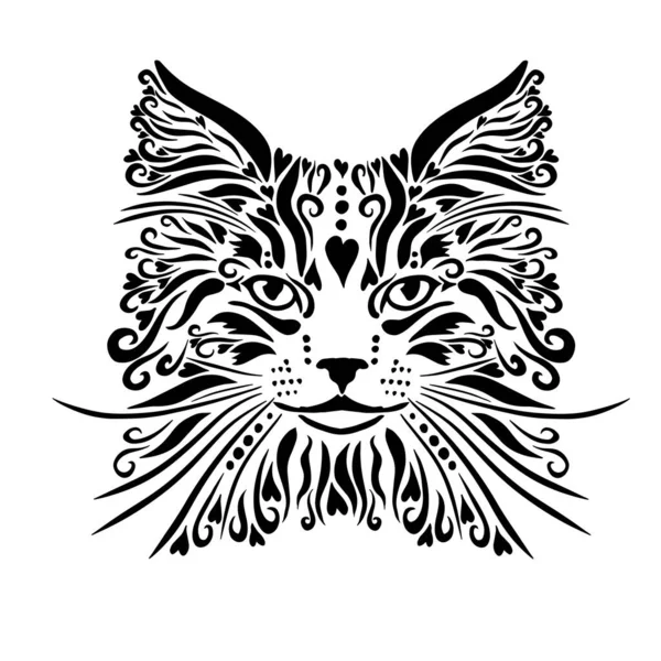 Graphic Stylized Kitten Face Vector — Stock Vector