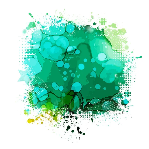 Multi color blots background. Grunge texture stroke line. Art ink dirty design. Blue-green, turquoise color paintbrush element. Vector illustration — Stock Vector
