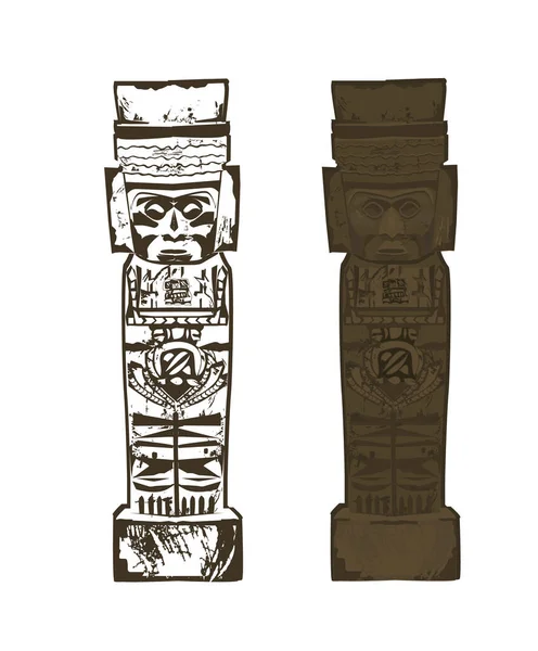 Antigua figura maya. Ilustración vectorial — Vector de stock