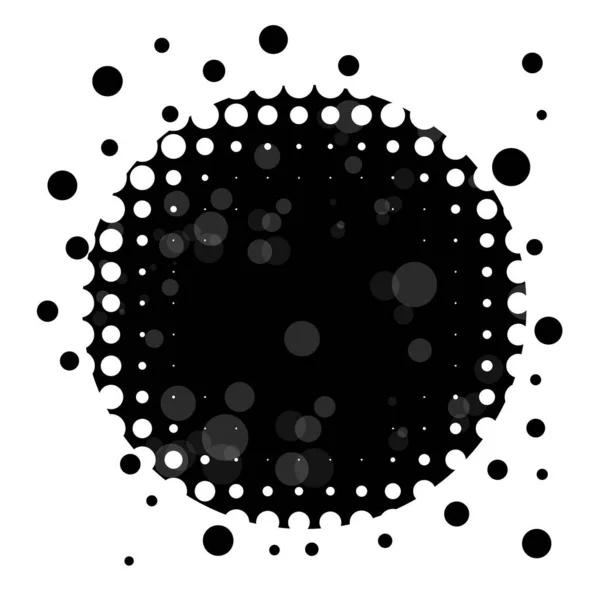 Marco redondo negro de medio tono. Monocromo marco de mosaico abstracto. Ilustración vectorial — Vector de stock