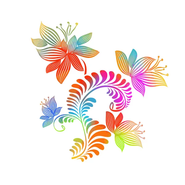 Flerfärgad dekorativ blomma på en vit bakgrund. Vektorillustration — Stock vektor