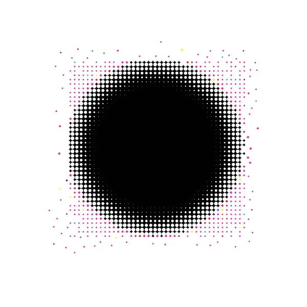 Marco redondo negro de medio tono. Ilustración vectorial — Vector de stock
