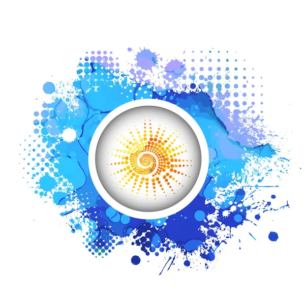 Abstraction sun and sea. Mixed media. Vector illustration — Stock Vector