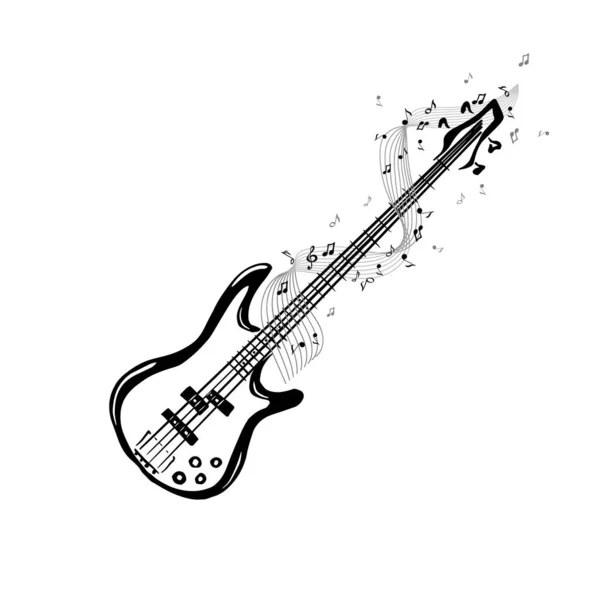 Guitare abstraite avec notes. Illustration vectorielle — Image vectorielle