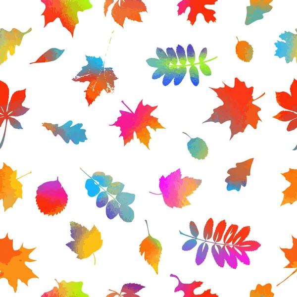 Płynne tło z wielobarwnymi jesiennymi liśćmi. Ilustracja wektora — Wektor stockowy