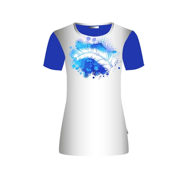 Abstraction feuille de palmier et mer. imprimé sur t-shirt. Illustration vectorielle — Image vectorielle