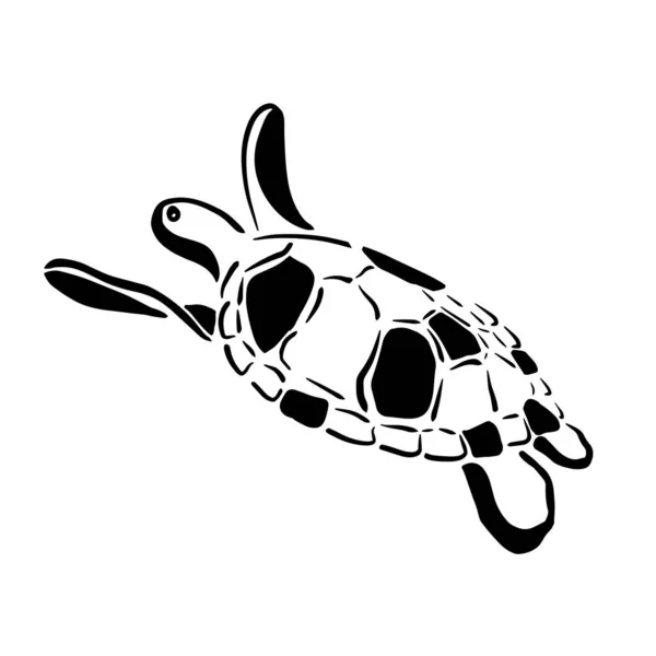 Czarno-biały żółw graficzny. Ilustracja wektora — Wektor stockowy