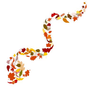 Uçan sonbahar yaprakları soyuttur. Vektör illüstrasyonu