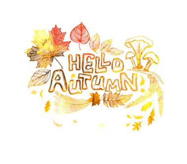Sonbahar yapraklarının soyutlanması. Merhaba sonbahar. Vektör illüstrasyonu