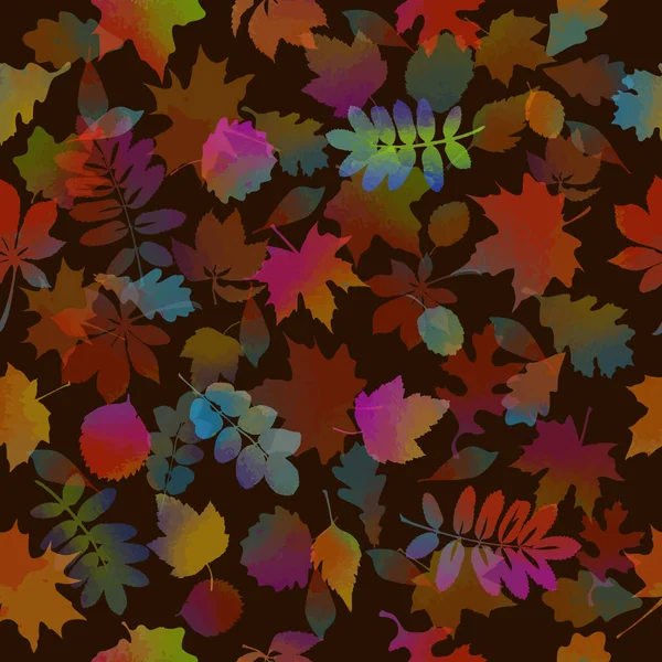 Un fond sans couture avec des feuilles d'automne multicolores. Illustration vectorielle — Image vectorielle