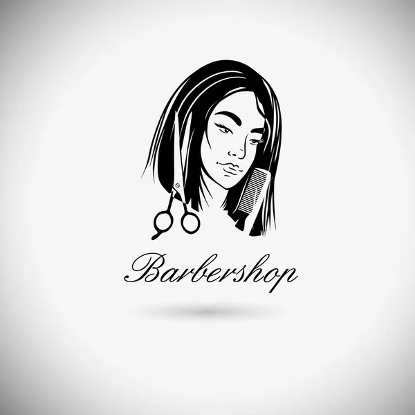 Vektor Illustration der Frau Schönheitssalon. Logo-Vorlage für die Mädchen. — Stockvektor