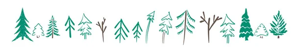 Eine Reihe einfacher Kinderbäume. Vektorillustration — Stockvektor