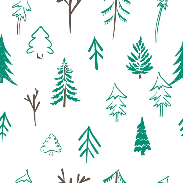 A set of simple childrens trees. Seamless background. Vector illustration — Image vectorielle