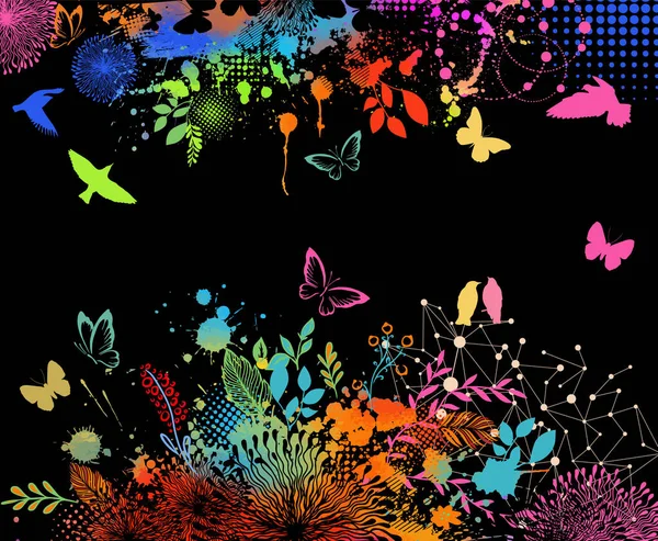Fondo multicolor de abstracción floral con manchas. Ilustración vectorial — Archivo Imágenes Vectoriales