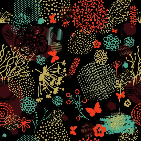 Sömlös abstrakt vintage blommig bakgrund. Vektorillustration — Stock vektor