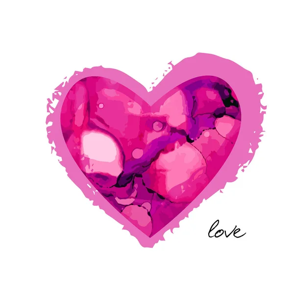 Vector illustration of grunge heart made with pink ink. Valentines day theme. Bloody heart — Stock Vector