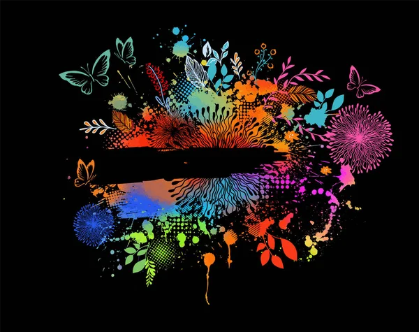 Abstracción floral multicolor con manchas. Ilustración vectorial — Archivo Imágenes Vectoriales