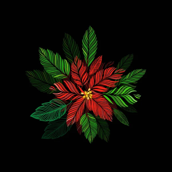 Poinsettia. Kerstster bloem. Vectorillustratie — Stockvector