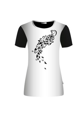 Tavuskuşu grafik sembolü. Tişört izi. Vektör illüstrasyonu