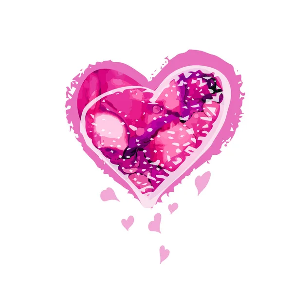 Ilustração vetorial do coração grunge feito com tinta rosa. Tema do dia dos namorados. Maldito coração. — Vetor de Stock
