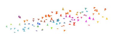 Renkli bir kuş sürüsü. Vektör illüstrasyonu