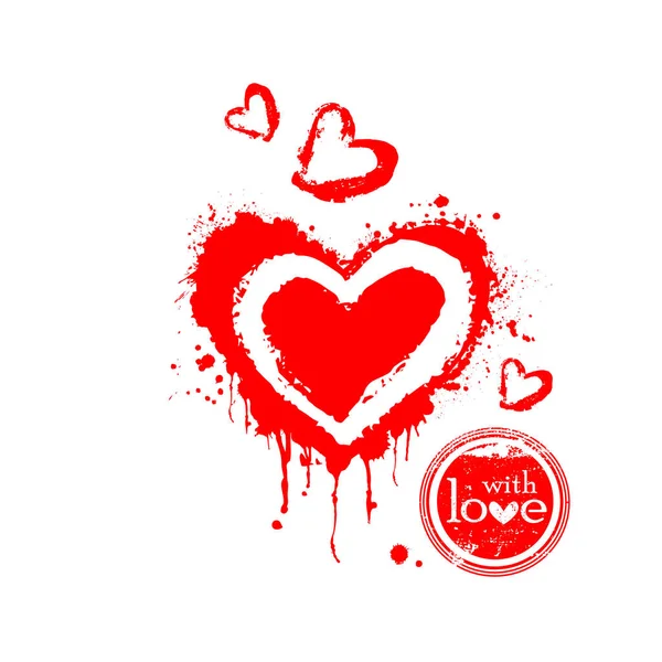 Vector illustration of grunge heart made with red ink. Valentines day theme. Bloody heart — Stock Illustration Vector illustration of grunge heart made with red ink. Valentines day theme. Bloody heart Stock Illustration