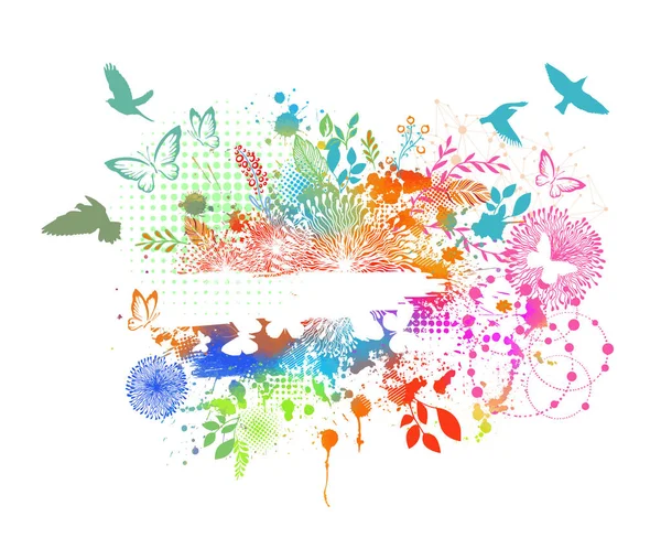 Разноцветный цветочный фон абстракции с пятнами. Векторная иллюстрация — стоковый вектор