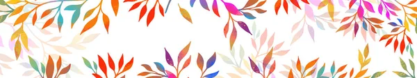 Horizontales Banner mit bunten Zweigen. Vektorillustration — Stockvektor