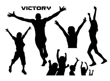 People go in for sports. People rejoicing because of the victory. Vector illustration clipart