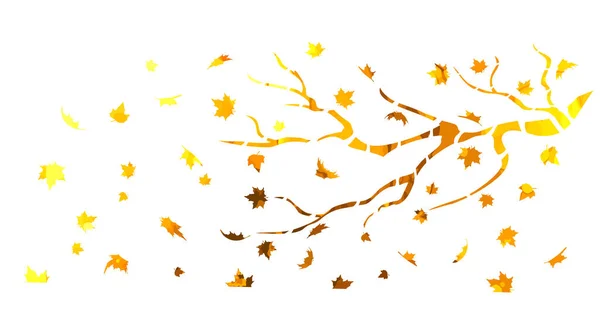 Un arbre nu est l'automne avec des feuilles jaunes tombantes. Illustration vectorielle — Image vectorielle