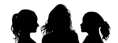 Heads of beautiful girls silhouettes. Vector illustration clipart