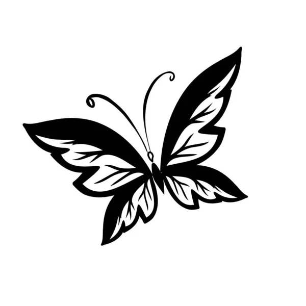 Monocromo estilizado mariposa simple. Ilustración vectorial — Archivo Imágenes Vectoriales