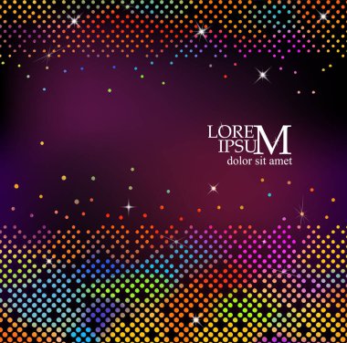Açık renkli noktalı koyu bir arka plan. Vektör illüstrasyonu