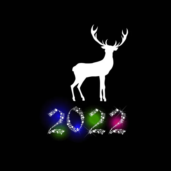 Christmas deer. Year 2022. Vector illustration — Stok Vektör