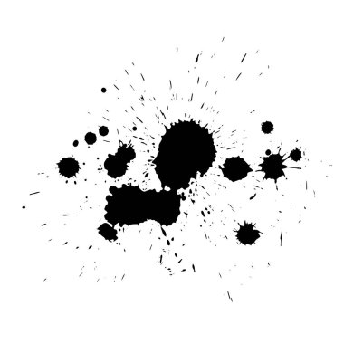 Grunge Tasarım Elementleri. Siyah lekeler. Fırça darbeleri. Vektör illüstrasyonu