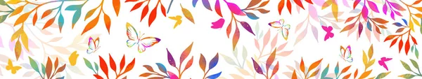 Bannière horizontale avec brindilles multicolores. Illustration vectorielle — Image vectorielle