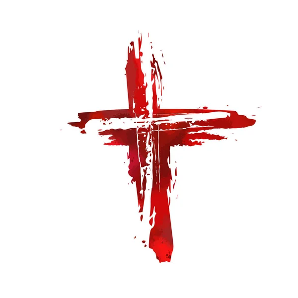 Kızıl haç. Kızıl lekelerden yapılmış haç. Mutlu Paskalyalar. Vektör illüstrasyonu