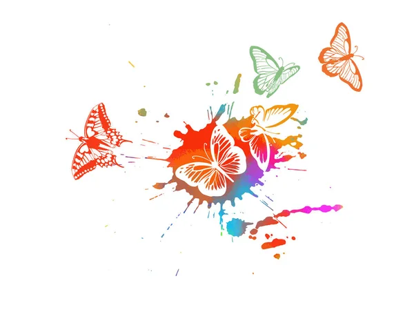 Abstraction multicolored butterflies. Vector illustration — Stock Vector
