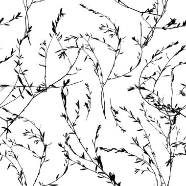 Tek renkli, kusursuz bir altyapısı var. Yapraklı otlar. Vektör illüstrasyonu