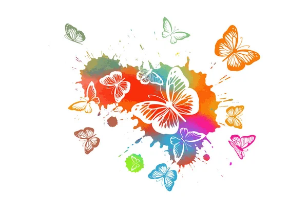 Abstraction multicolored butterflies. Vector illustration — Stock Vector