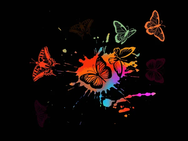Soyutlama, çok renkli kelebekler. Vektör illüstrasyonu — Stok Vektör
