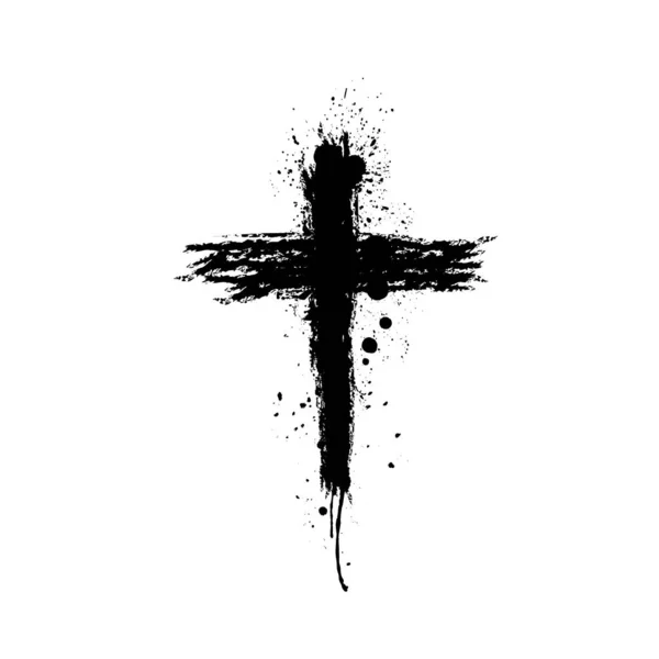 Black blotted cross. Vector illustration — Stock Vector