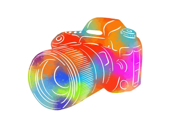 Objeto gráfico câmera SLR multicolorida. Ilustração vetorial —  Vetores de Stock