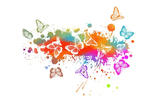 Abstraction multicolored butterflies. Vector illustration — Stock Vector