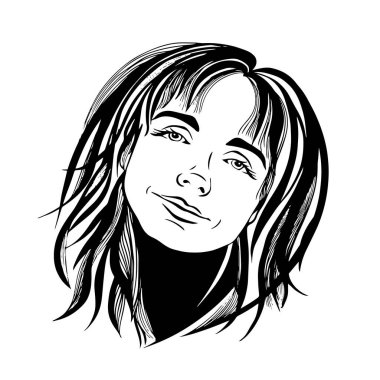 Güzel bir kızın grafiksel portresi. Vektör illüstrasyonu