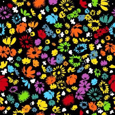 Kusursuz arka plan, küçük çiçekler. Vektör illüstrasyonu